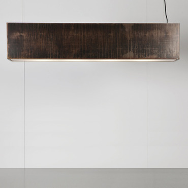Light Three Linear Pendant with Center Feed | John Beck Steel at Lightology Light Three Linear Pendant with Center Feed