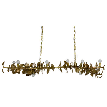 Eucalyptus Leaf Linear Chandelier | Palecek at Lightology Eucalyptus Leaf Linear Chandelier