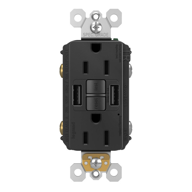 Tamper Resistant 15A GFCI Outlet with Type-AA USB Port by Legrand Radiant