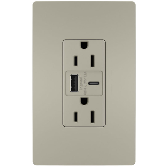 15 Amp Outlet / Type A/C USB Port by Legrand Radiant