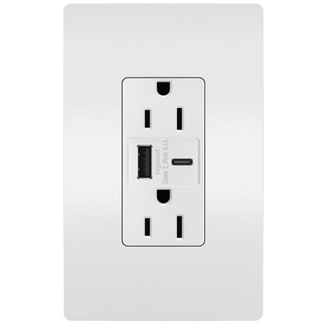 15 Amp Outlet / Type A/C USB Port by Legrand Radiant
