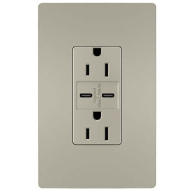 15 Amp Outlet / Ultra Fast Type C/C USB Port by Legrand Radiant