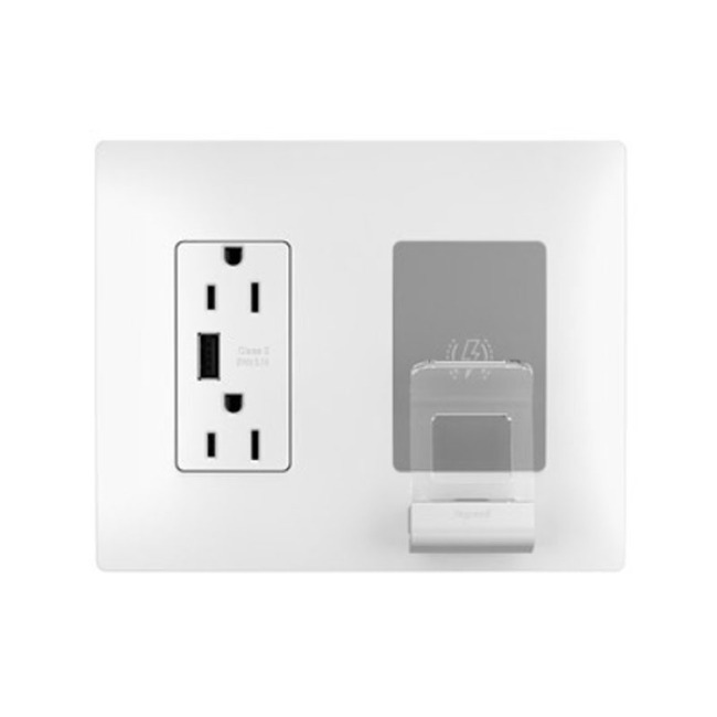 Wireless Charger with USB Port / 15 Amp Outlet by Legrand Radiant