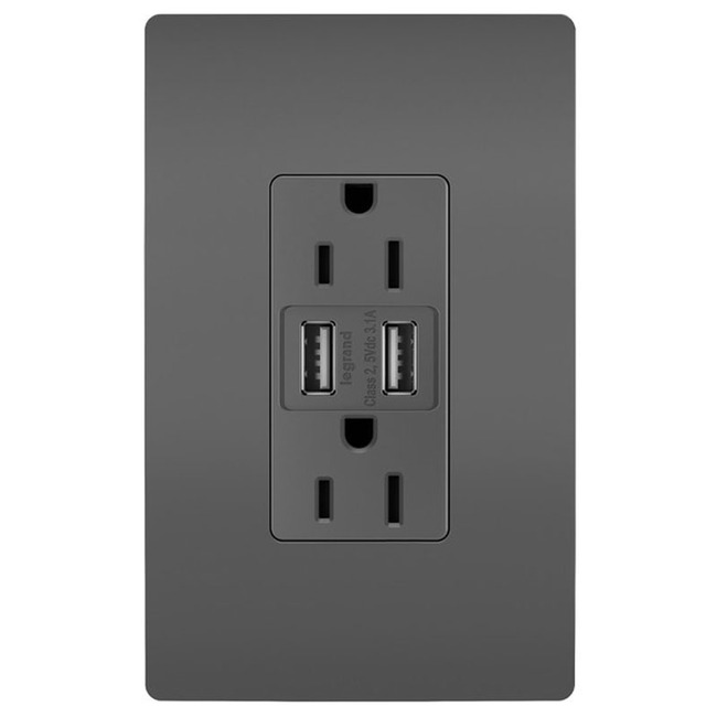 15 Amp Tamper-Resistant Outlet / Type A USB Port by Legrand Radiant