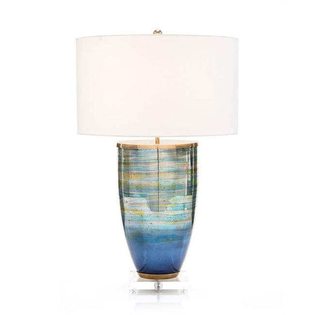 Blue Striated Glass Table Lamp by John-Richard
