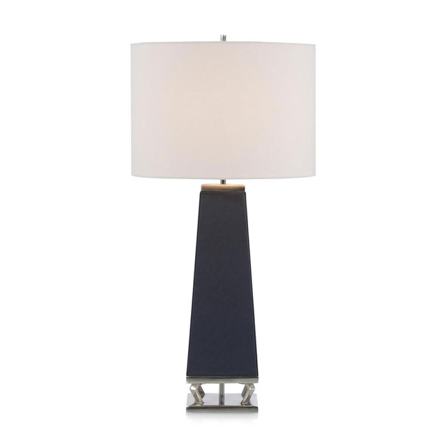 Navy Leather and Brushed Nickel Table Lamp by John-Richard