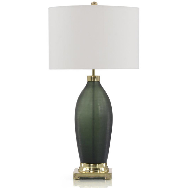 Emerald Green Etched Glass Table Lamp by John-Richard