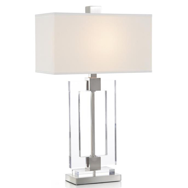 Glass and Brushed Nickel Frame Table Lamp by John-Richard