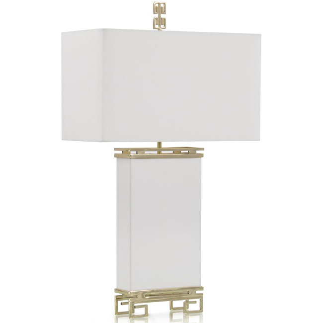 Ivory Leather and  Brass Table Lamp by John-Richard