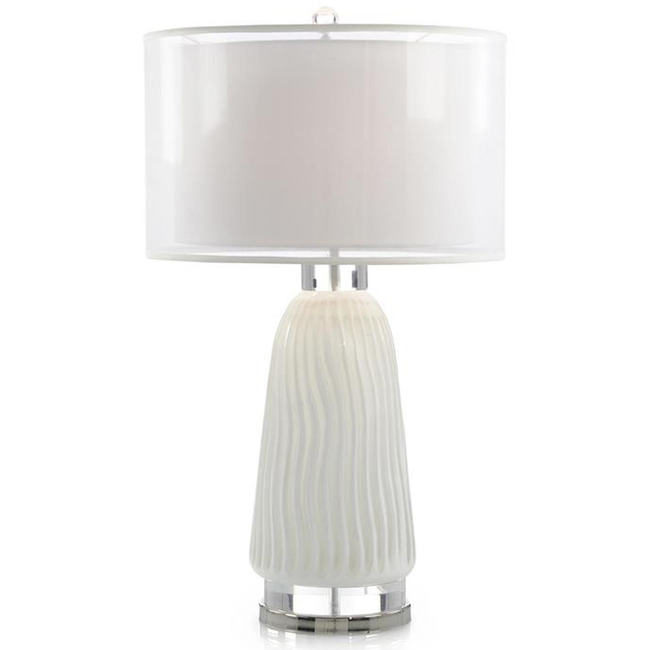 Waves in White Carved Glass Table Lamp by John-Richard