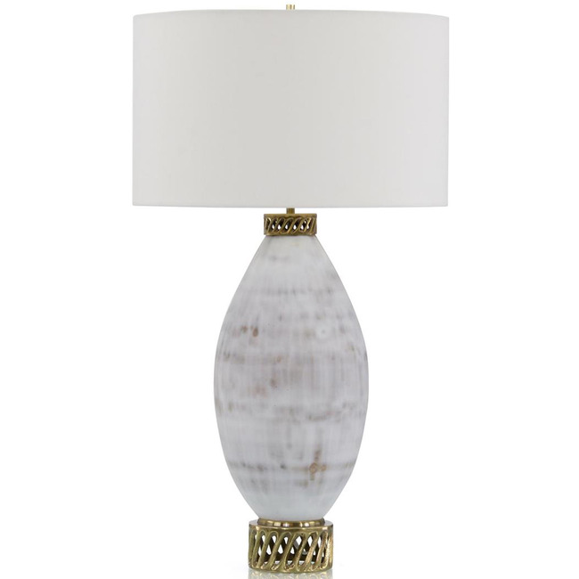 White and Cream Marbled Glass Table Lamp by John-Richard