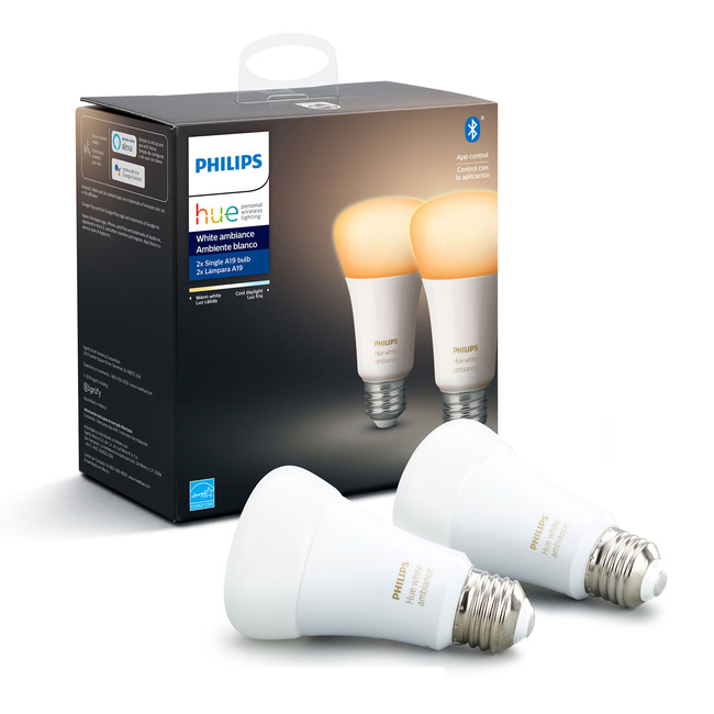 Hue A19 7.5W White Ambiance Smart Bulb 7.5W - 2 Pack by Philips Hue