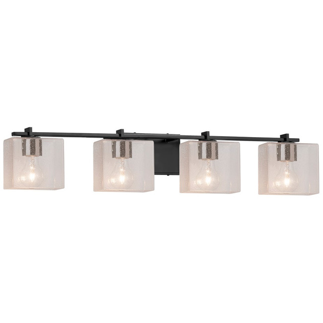Fusion Era Seeded Rectangle Bathroom Vanity Light by Justice Design