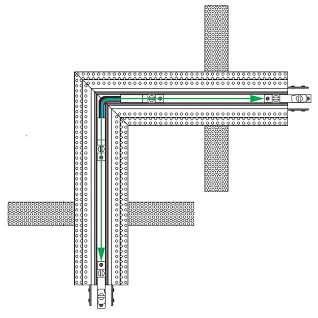 TruTrack Magnetic 2-Circuit Recessed Track L Connector by PureEdge Lighting