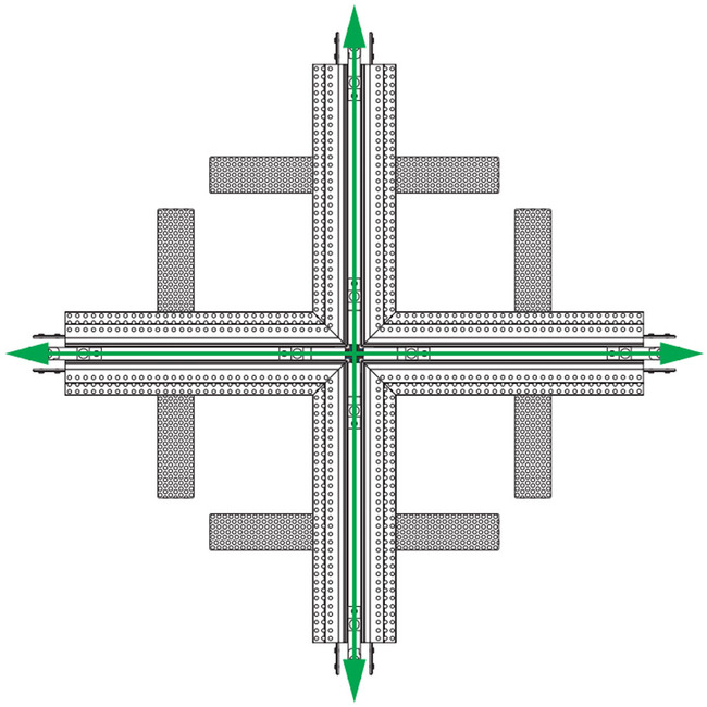 TruTrack Magnetic 2-Circuit Recessed Track X Connector by PureEdge Lighting