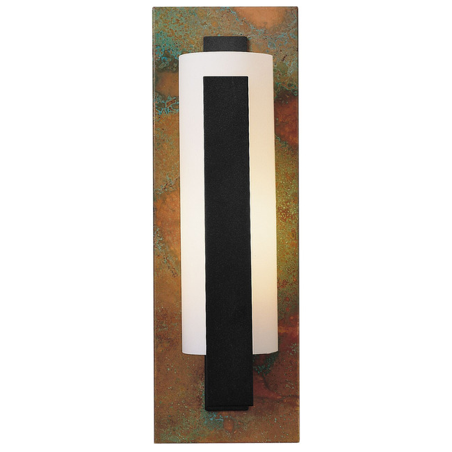 Forged Vertical Bar Wall Sconce w/Decorative Backplate by Hubbardton Forge