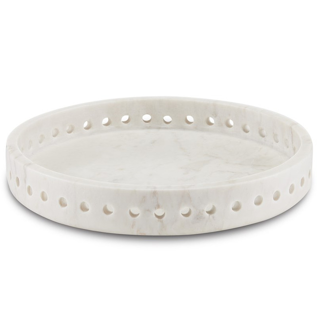 Freya White Marble Tray by Currey and Company