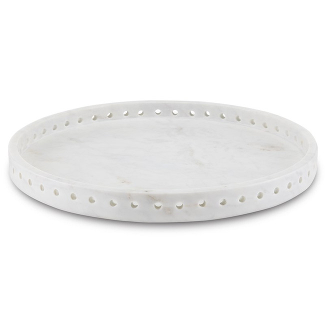 Freya White Marble Tray by Currey and Company