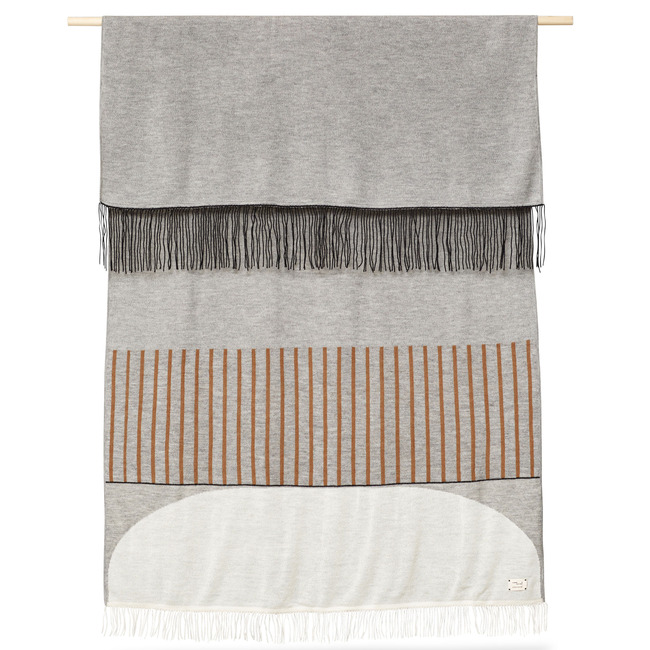 Aymara Grey Pattern Fringe Blanket by Form & Refine