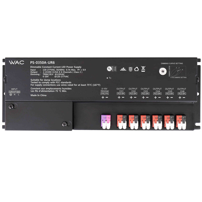 350MA 2-21V 44.1W Universal 6-Channel Remote Power Supply by WAC Lighting