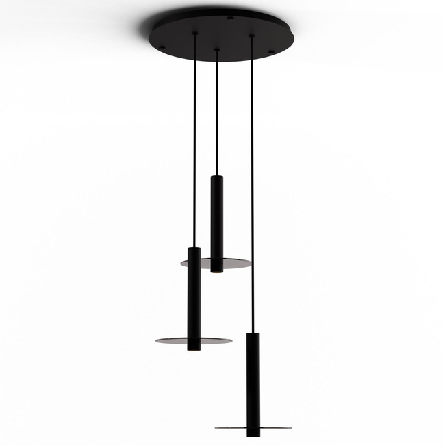 Combi Round Multi-Light Pendant with Decorative Glass Plate by Koncept Lighting