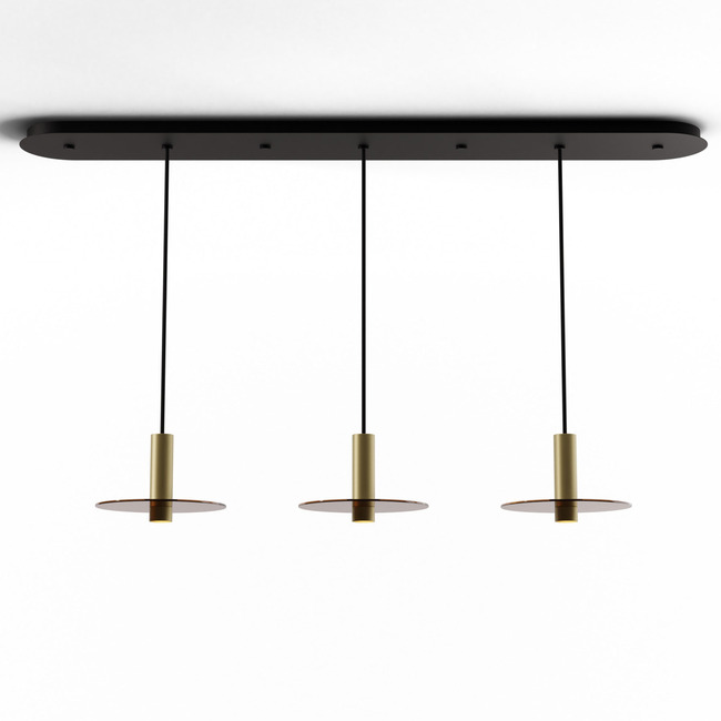 Combi Linear Multi-Light Pendant with Decorative Glass Plate by Koncept Lighting