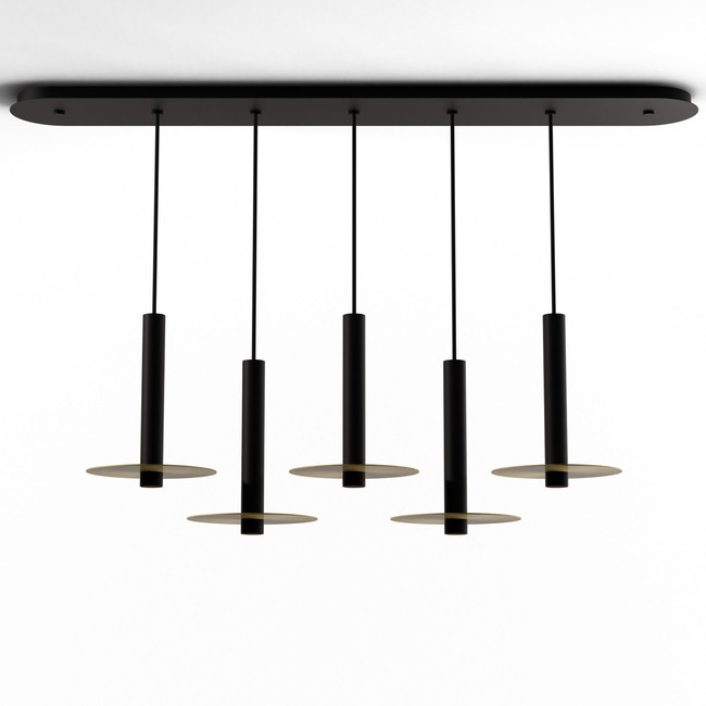 Combi Linear 5-Light Pendant with Decorative Aluminum Plate by Koncept Lighting