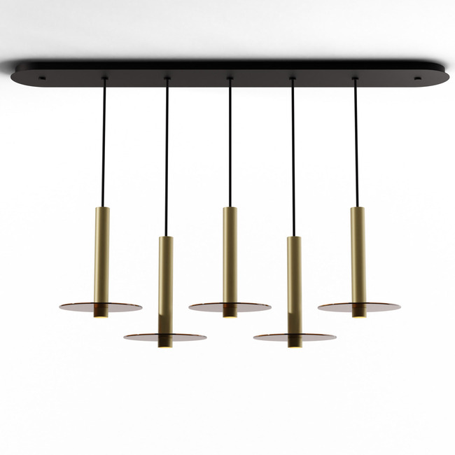Combi Linear Multi-Light Pendant with Decorative Glass Plate by Koncept Lighting