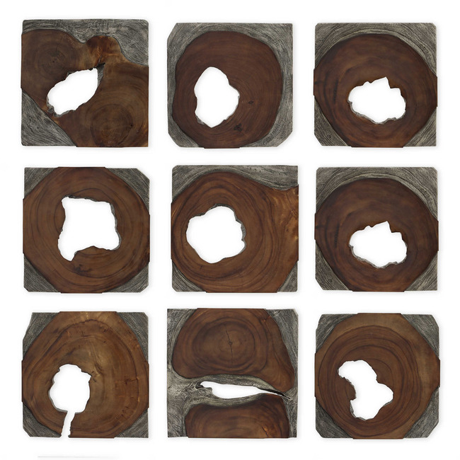 Jungle Wood Wall Art Set of 9 by Uttermost