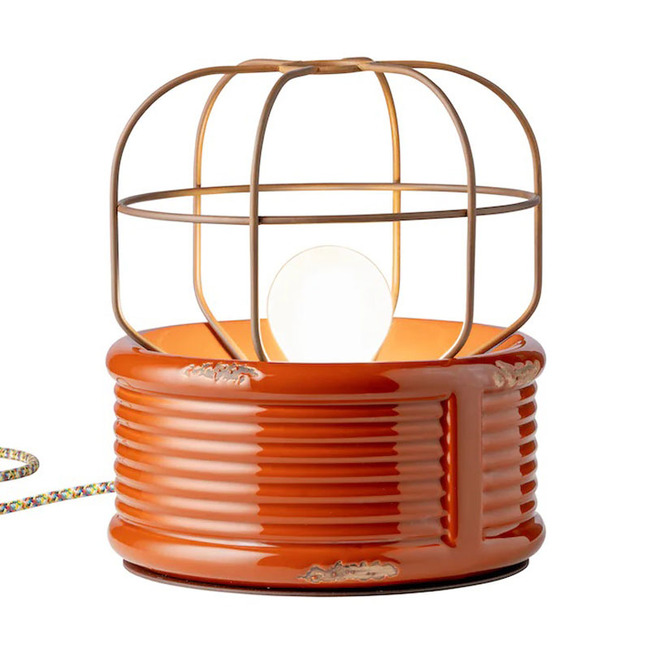 Retro Industrial Cage Table Lamp by Ferroluce