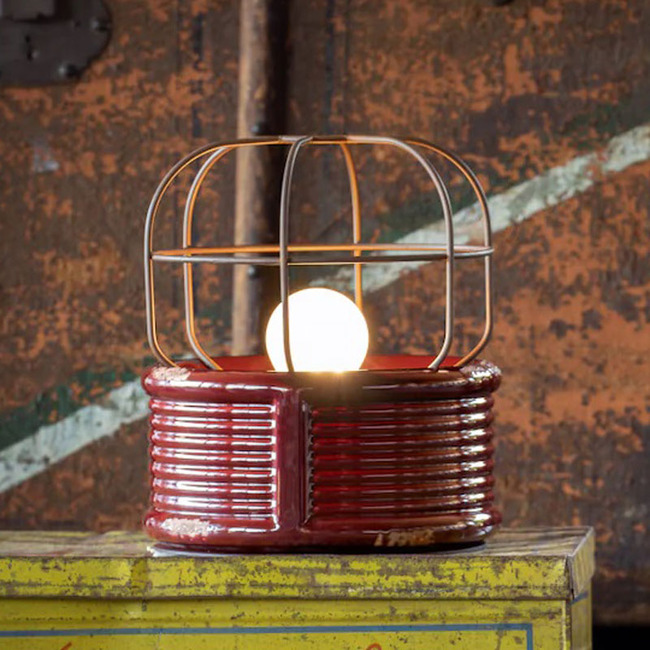 Retro Industrial Cage Table Lamp by Ferroluce