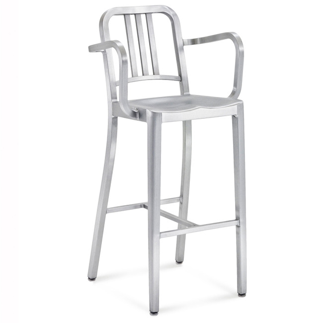 1006 Navy Collection Bar/ Counter Stool with Arms by Emeco