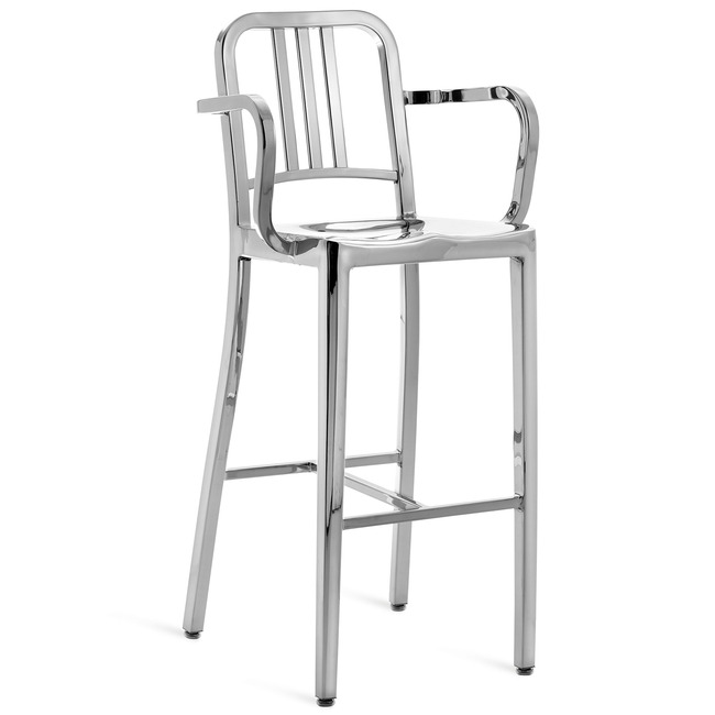 1006 Navy Collection Bar/ Counter Stool with Arms by Emeco