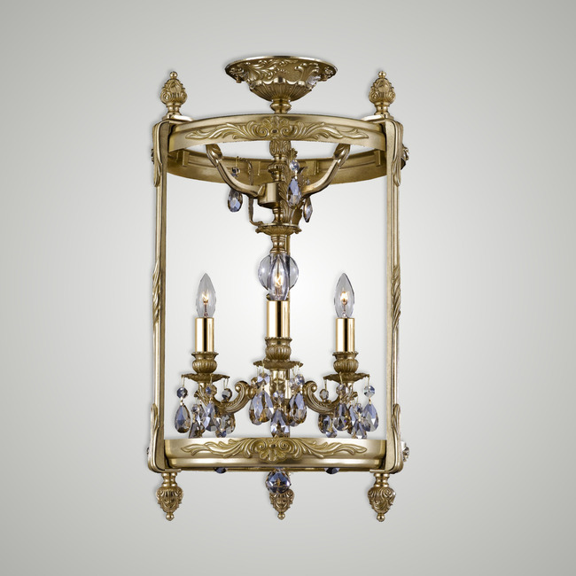 Lantern Semi Flush Ceiling Light by American Brass & Crystal