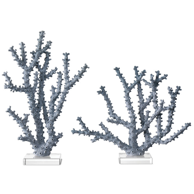 Blue Coral Sculpture Set of 2 by Currey and Company