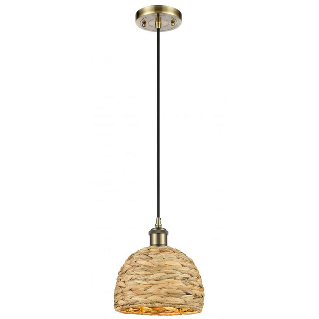 Woven Rattan Cord Hung Pendant by Innovations Lighting