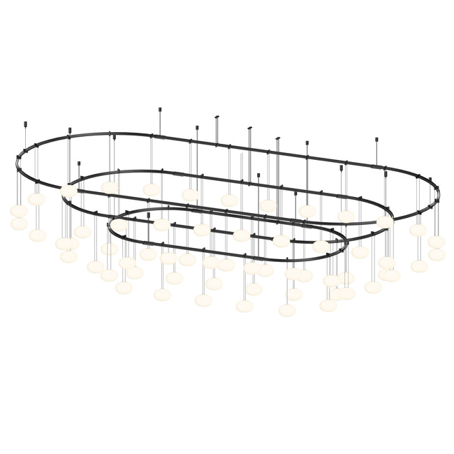 Suspenders Path Racetrack Chandelier with Etched Globes by SONNEMAN - A Way of Light