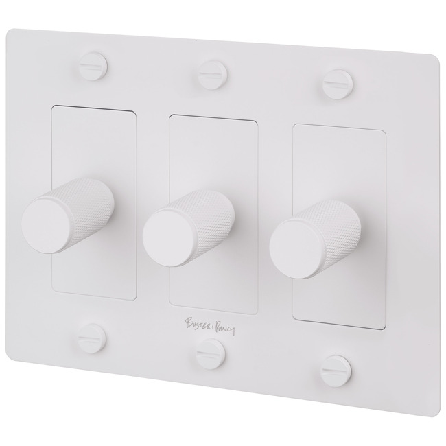 Buster + Punch Complete 3-Gang Cross Knurl Dimmer Switch by Buster + Punch
