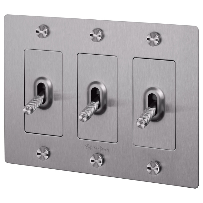 Buster + Punch 3-Gang Complete Cross Knurl Toggle Switch by Buster + Punch