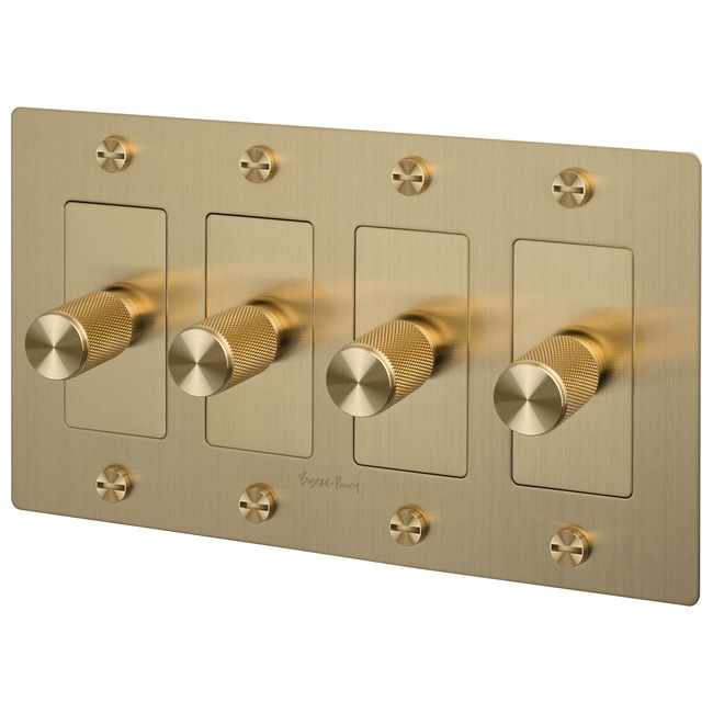 Buster + Punch Complete 4-Gang Cross Knurl Dimmer Switch by Buster + Punch