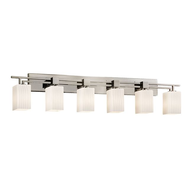 Aero Six Light Square Ribbon Flat Rim Bath Bar by Justice Design