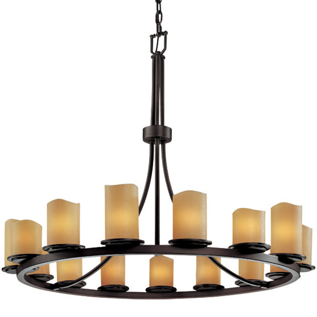 Dakota Single Tier Cylinder Melted Rim Chandelier by Justice Design