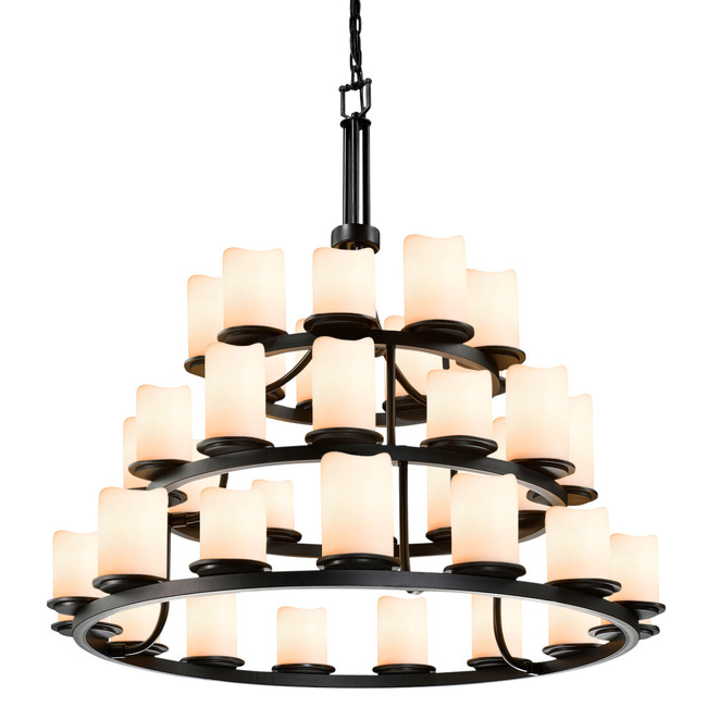 Dakota Three Tier Cylinder Melted Rim Chandelier by Justice Design