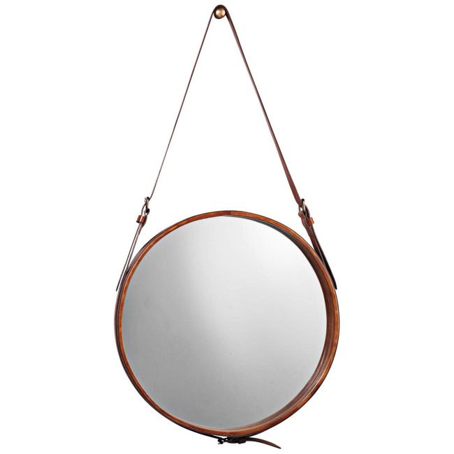 Round Leather Mirror by Jamie Young Company