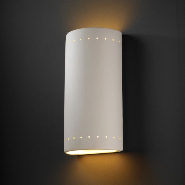 Outdoor Perforated Cylinder Wall Sconce by Justice Design