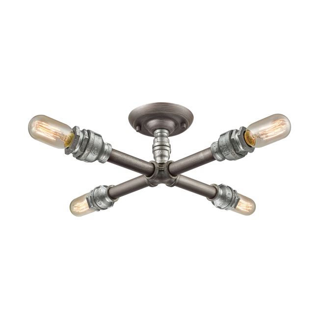 Cast Iron Pipe Semi Flush Ceiling Light by Elk Home