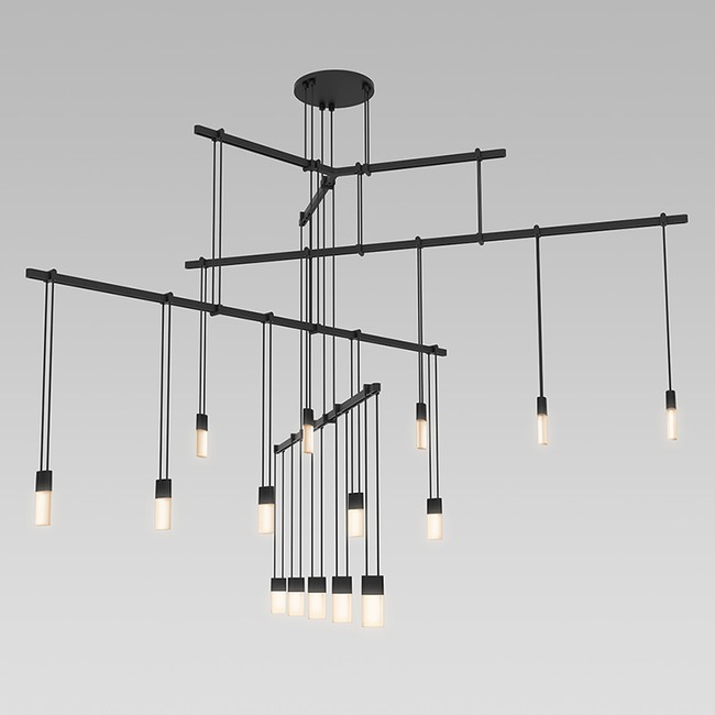 Suspenders Tri-Bar 4-Tier Pendant with Etched Chiclets by SONNEMAN - A Way of Light