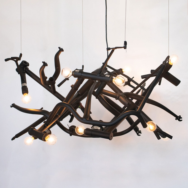 Bicycle Round Chandelier by Ridgely Studio Works
