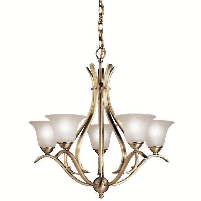 Antique Brass Dover Chandelier with Shades by Kichler