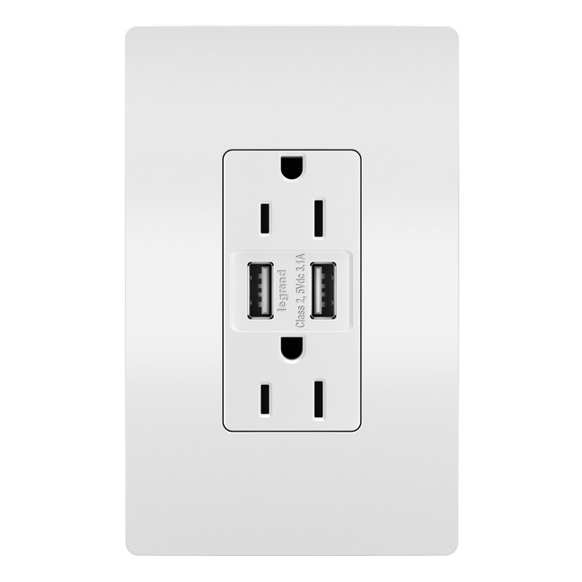 15 Amp Tamper-Resistant Outlet / Type A USB Port by Legrand Radiant